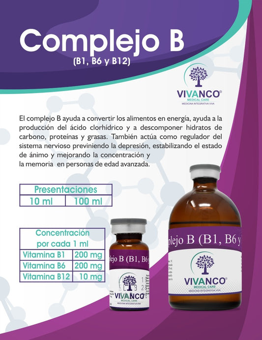 COMPLEJO B (B1= TIAMINA, B6 Y B12) Vial 10 ml