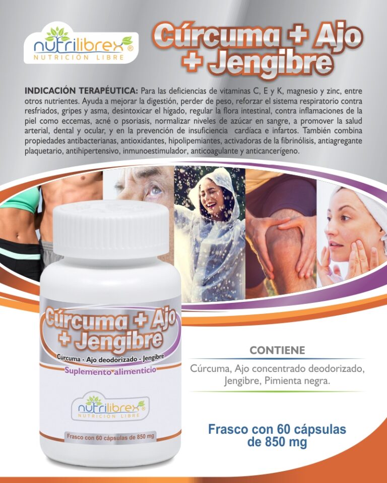 Cúrcuma + Ajo + Jengibre 60 capsulas