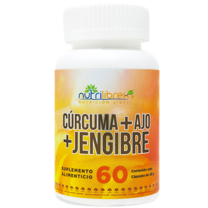 Cúrcuma + Ajo + Jengibre 60 capsulas