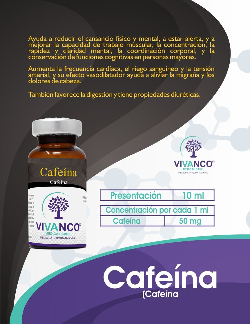 Cafeína = 50 mg/1 ml