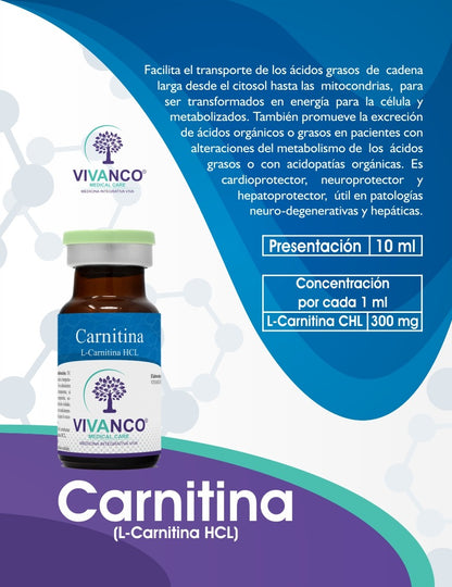 L – CARNITINA CLORHIDRATO  (300MG) Vial 10 ml