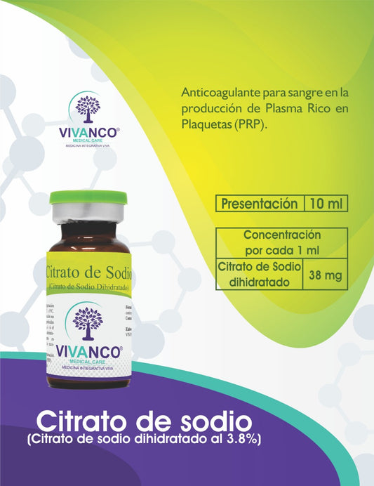 Citrato de Sodio 10ml/3.8% (colocar 0.3ml por c/2ml de sangre)