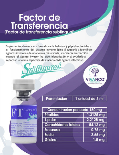 FACTOR DE TRANSFERENCIA SUBLINGUAL caja con 5 viales